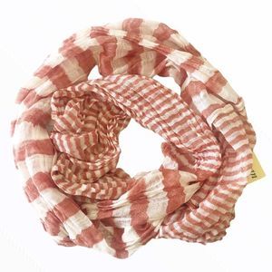 JOY SUSAN Infinity Scarf Red White Striped OS